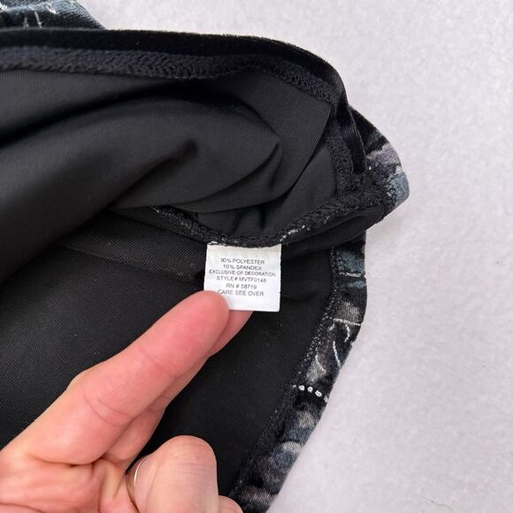 Elementz Top Womens Size XL Black Gray Burnout Velvet Built In Shirt Open Front - Picture 7 of 10